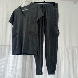 Hanes Comfort Fit jogger set Ebony Heather Gray Scrubs. Small. NEW